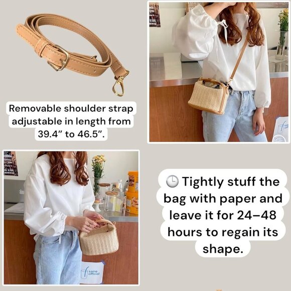Women Woven Straw Crossbody Bag Boho Summer Handbag Casual Chic Purse